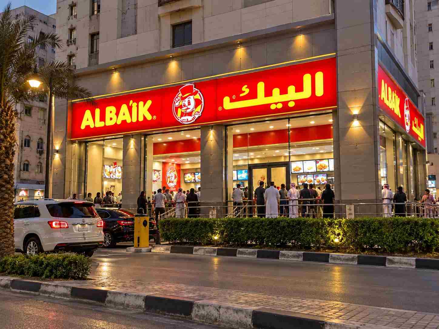 Al Baik in Madinah, fried chicken with the signature garlic sauce for SAR 20 to 40.