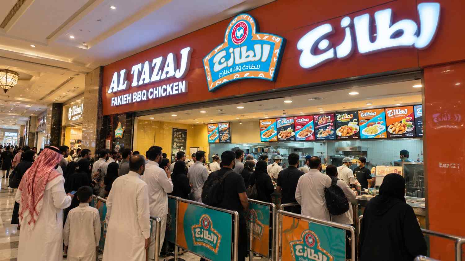 Al Tazaj, charcoal-grilled chicken at Jabal Omar and the Clock Tower, open to about 2 or 3 am.