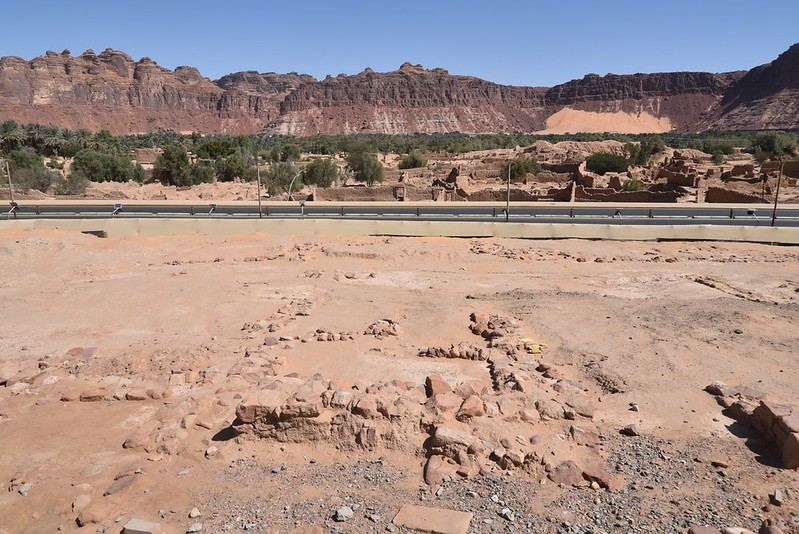 The mudbrick lanes of AlUla Old Town below AlUla Fort.